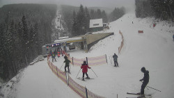 Modrá sjezdovka - dojezd k lanové dráze