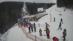 Modrá sjezdovka - dojezd k lanové dráze