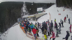 Modrá sjezdovka - dojezd k lanové dráze