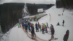 Modrá sjezdovka - dojezd k lanové dráze