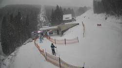 Modrá sjezdovka - dojezd k lanové dráze