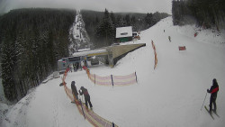 Modrá sjezdovka - dojezd k lanové dráze