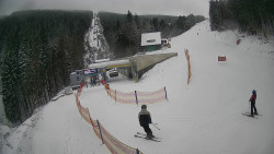 Modrá sjezdovka - dojezd k lanové dráze