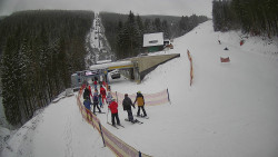 Modrá sjezdovka - dojezd k lanové dráze