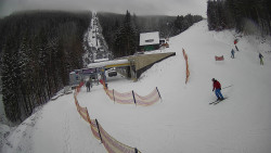 Modrá sjezdovka - dojezd k lanové dráze