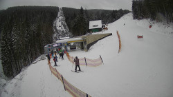 Modrá sjezdovka - dojezd k lanové dráze