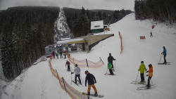 Modrá sjezdovka - dojezd k lanové dráze