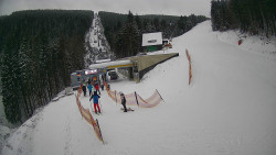 Modrá sjezdovka - dojezd k lanové dráze