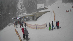 Modrá sjezdovka - dojezd k lanové dráze