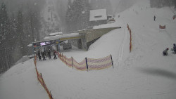 Modrá sjezdovka - dojezd k lanové dráze