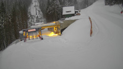 Modrá sjezdovka - dojezd k lanové dráze