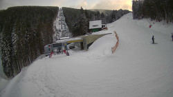 Modrá sjezdovka - dojezd k lanové dráze