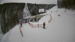 Modrá sjezdovka - dojezd k lanové dráze