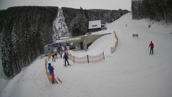 Modrá sjezdovka - dojezd k lanové dráze