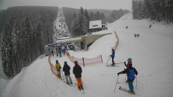 Modrá sjezdovka - dojezd k lanové dráze