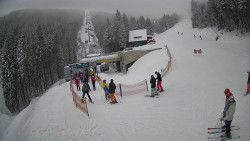 Modrá sjezdovka - dojezd k lanové dráze