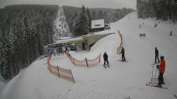 Modrá sjezdovka - dojezd k lanové dráze