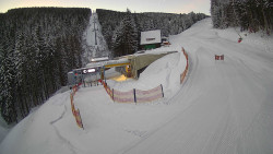 Modrá sjezdovka - dojezd k lanové dráze