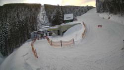 Modrá sjezdovka - dojezd k lanové dráze