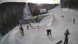 Modrá sjezdovka - dojezd k lanové dráze