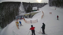 Modrá sjezdovka - dojezd k lanové dráze