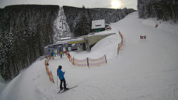 Modrá sjezdovka - dojezd k lanové dráze