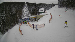 Modrá sjezdovka - dojezd k lanové dráze