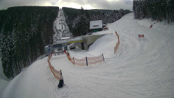 Modrá sjezdovka - dojezd k lanové dráze