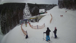 Modrá sjezdovka - dojezd k lanové dráze