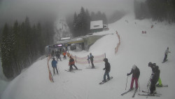 Modrá sjezdovka - dojezd k lanové dráze