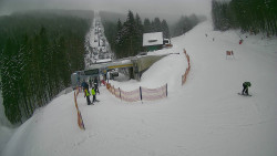 Modrá sjezdovka - dojezd k lanové dráze