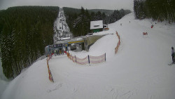 Modrá sjezdovka - dojezd k lanové dráze