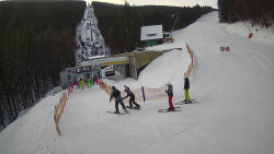 Modrá sjezdovka - dojezd k lanové dráze