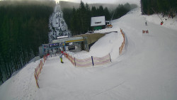 Modrá sjezdovka - dojezd k lanové dráze