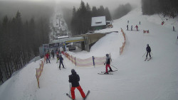 Modrá sjezdovka - dojezd k lanové dráze