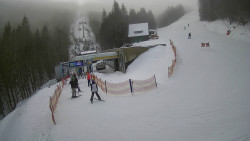 Modrá sjezdovka - dojezd k lanové dráze