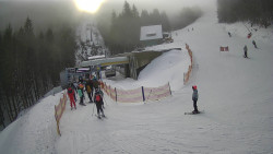 Modrá sjezdovka - dojezd k lanové dráze