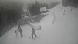 Modrá sjezdovka - dojezd k lanové dráze