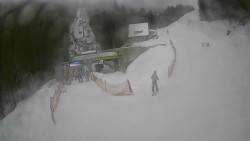 Modrá sjezdovka - dojezd k lanové dráze