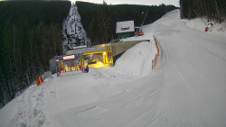 Modrá sjezdovka - dojezd k lanové dráze