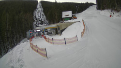 Modrá sjezdovka - dojezd k lanové dráze