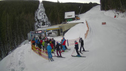 Modrá sjezdovka - dojezd k lanové dráze