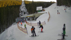 Modrá sjezdovka - dojezd k lanové dráze