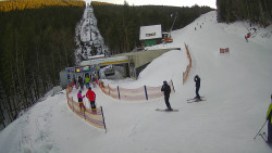 Modrá sjezdovka - dojezd k lanové dráze