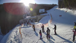 Modrá sjezdovka - dojezd k lanové dráze