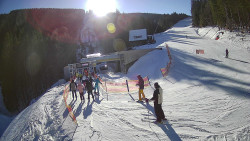 Modrá sjezdovka - dojezd k lanové dráze