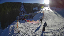 Modrá sjezdovka - dojezd k lanové dráze