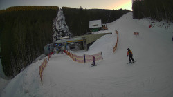 Modrá sjezdovka - dojezd k lanové dráze