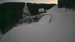 Modrá sjezdovka - dojezd k lanové dráze