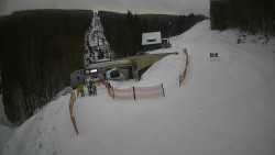 Modrá sjezdovka - dojezd k lanové dráze